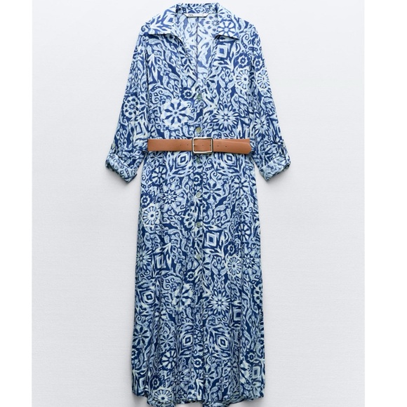 Zara Midi Shirt Dress with Belt - Picture 5 of 16